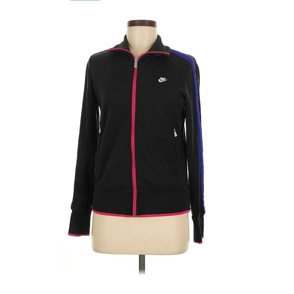 Nike Women's Black Track Jacket Zip‎ Up Athletic Sportswear Size Medium